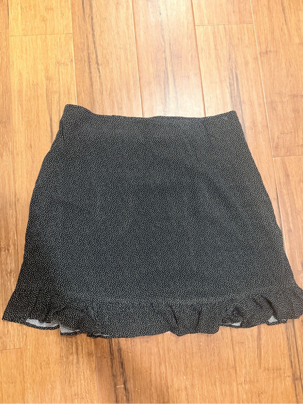 Abercrombie & Fitch Black Mini Skirt with White Microdot Ruffle Hem